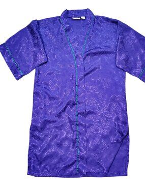 Vintage Victoria's Secret Gold Label Silky Floral Purple Green Robe One Size